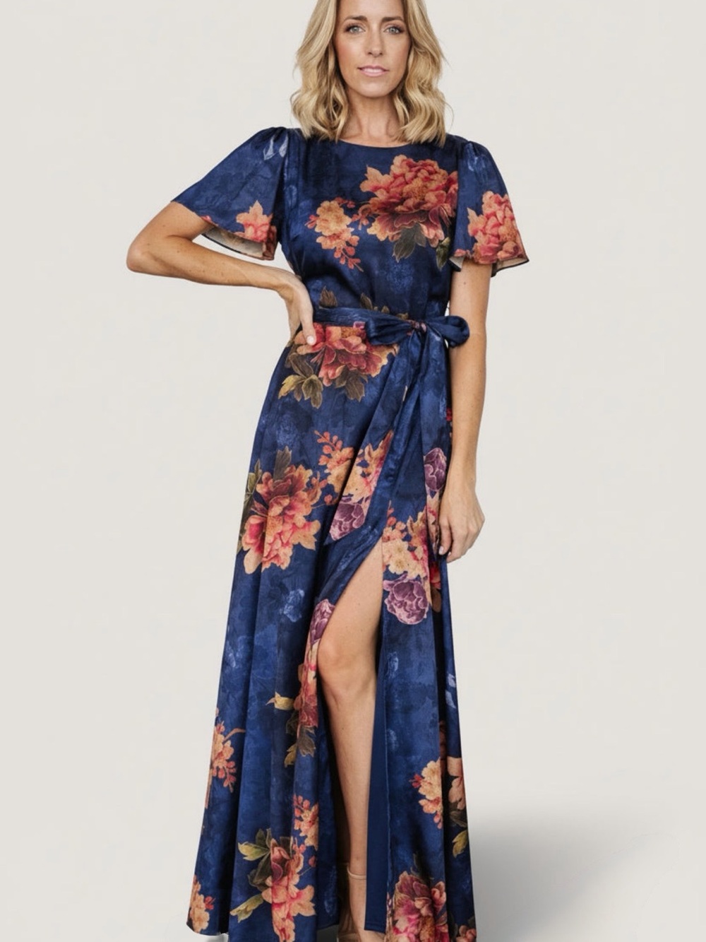Baltic Born Colina Maxi Dress Navy Floral Size L NWT